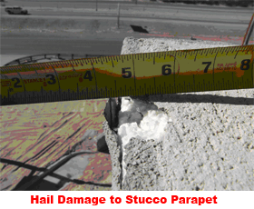 Hail Damage to Stucco Parapet
